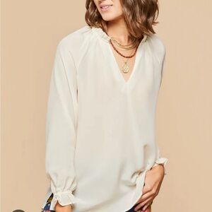 Brand new Spartina cream ruffled silk blouse.SZXL